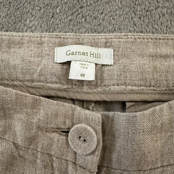 Garnet Hill 100% Linen Straight Leg Pants Women's size 2 Beige Tan Neutral - Picture 3 of 8